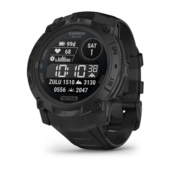 Garmin Instinct 3 AMOLED, Solar e Tactical — Instinct 3,Tactical, Solar,50mm,Black; foto oficial Garmin; SKU 010-02935-50