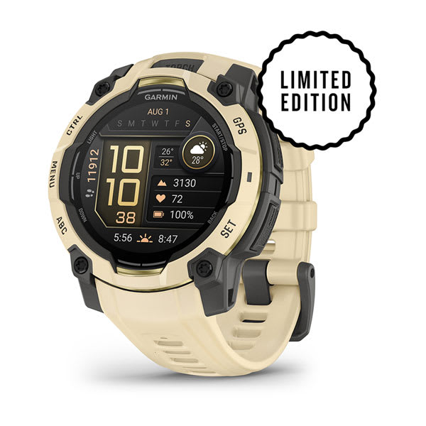 Garmin Instinct 3 AMOLED, Solar e Tactical — Instinct 3, 45mm AMOLED, Citrine/Citrine; foto oficial Garmin; SKU 010-02936-02