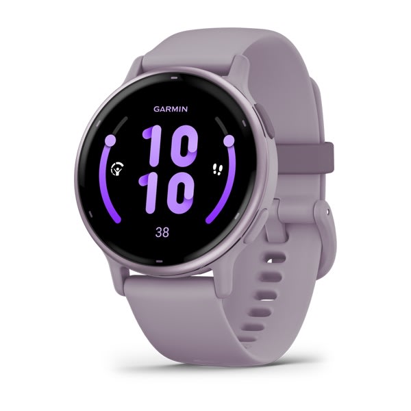 Garmin vívoactive 5 e 6 — vivoactive 5, GPS, WiFi, Orchid/Orchid Metallic; foto oficial Garmin; SKU 010-02862-13