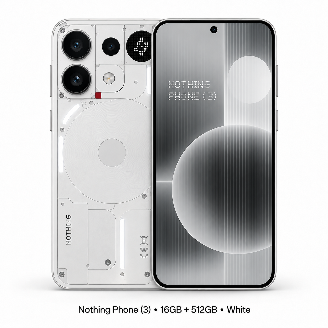 Nothing Phone (3) 16GB 512GB White em fundo branco — Intecstore