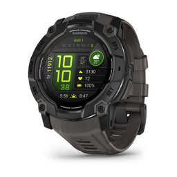 Garmin Instinct 3 AMOLED, Solar e Tactical — Instinct 3,50mm,AMOLED,Black Bezel with Charcoal Band; foto oficial Garmin; SKU 010-03020-00