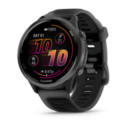 Garmin Forerunner 570 42 mm e 47 mm — 47 mm / Preto; foto oficial Garmin; SKU 010-02971-00