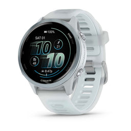 Garmin Forerunner 570 42 mm e 47 mm — 42 mm / Whitestone/Azul Nuvem; foto oficial Garmin; SKU 010-02970-01