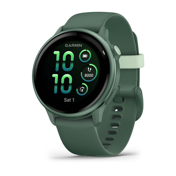 Garmin vívoactive 5 e 6 — vivoactive 6, GPS, Jasper Green/J. Green Metallic; foto oficial Garmin; SKU 010-02985-02