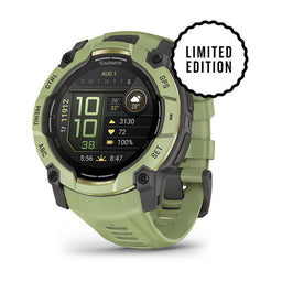 Garmin Instinct 3 AMOLED, Solar e Tactical — Instinct 3,50mm,AMOLED,Fern Green/Gray, Fern Green Band; foto oficial Garmin; SKU 010-03020-02